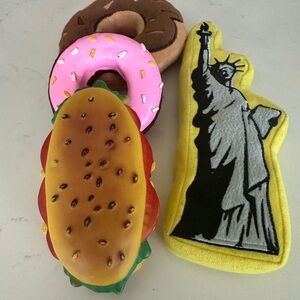Fun Plush Toy Set - Burger, Donut, and Statue